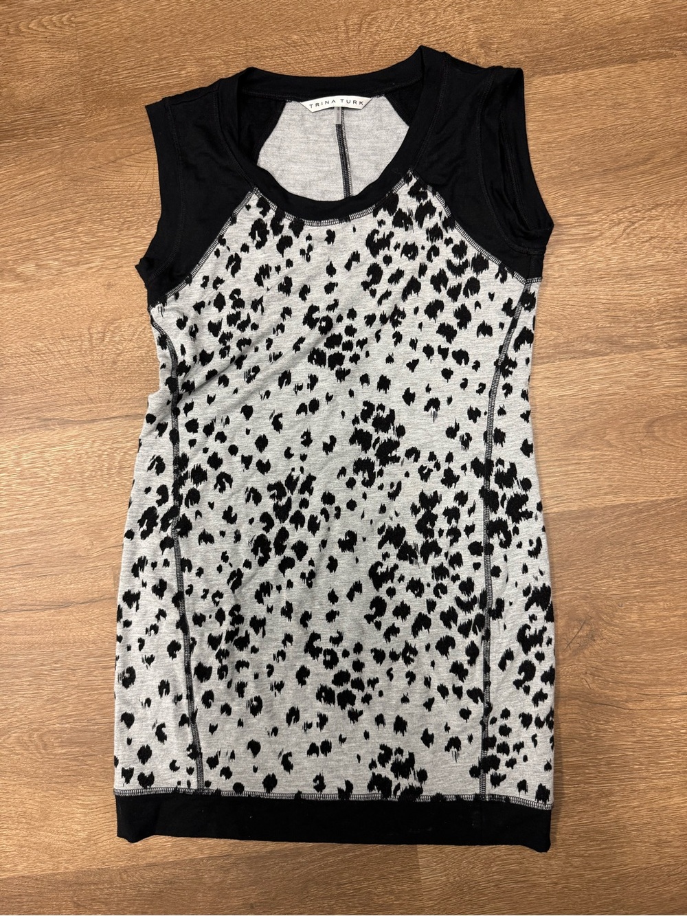 Trina Turk Gray Knit Top with Black Trim